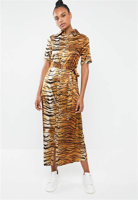 Tiger Print Midi Maxi Dress Brown Missguided Occasion Superbalist Com
