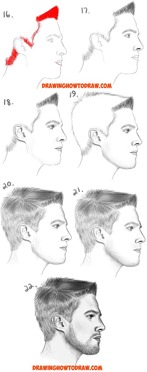 How To Draw The Side Part Of A Mans Head With Different Angles And Hair