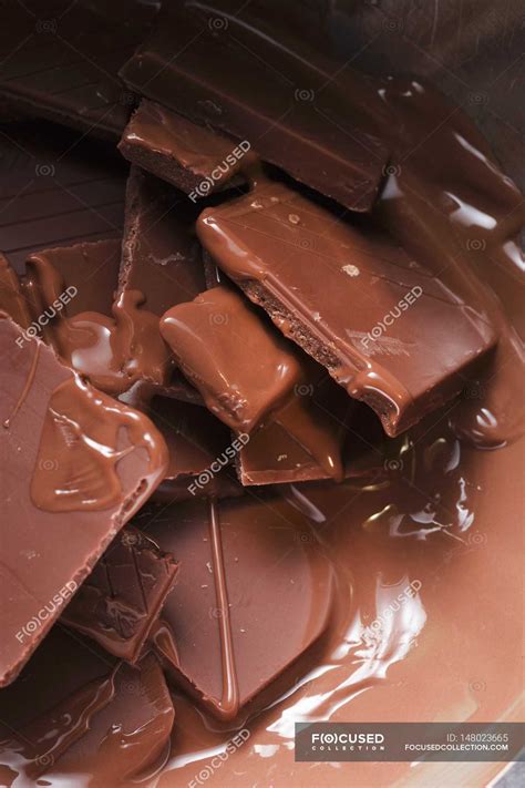 Melting Dark Chocolate — Pieces Appetite Stock Photo 148023665