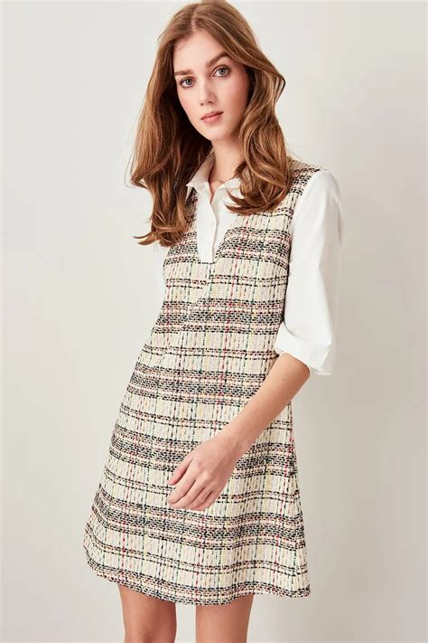 Buy Trendyol Multicolour Tweed Dress Twoss19eh0059