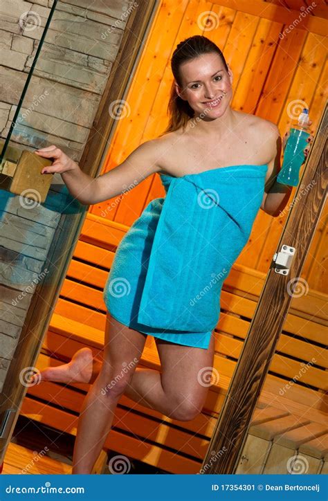 Attractive Woman In Sauna Stock Image Image Of Beverage