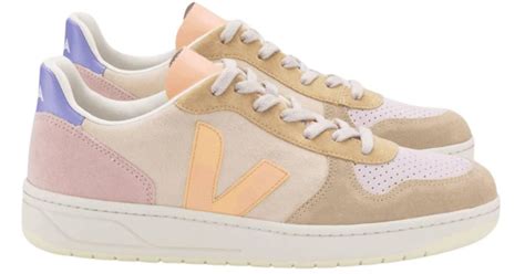 Veja V 10 Suede Multico Peach Trainers Lyst