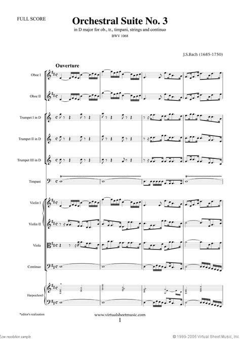 Bach Aria Suite N°3 En Re Majeur Bwv 1068 Piano