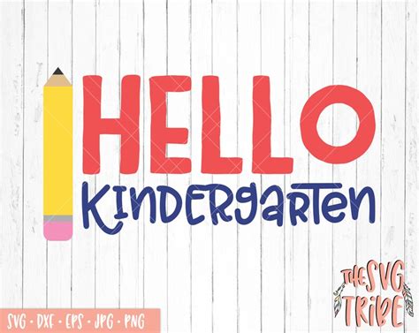 Hello Kindergarten Svg Eps  Png Dxf Files For Cutting Etsy Australia