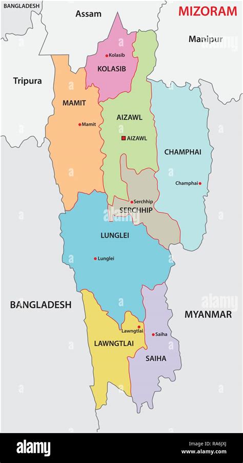 Mizoram India Asia Map Stock Vector Images Alamy