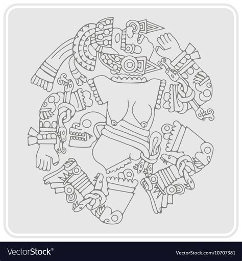 Icon With Coyolxauhqui Aztec Goddess Of The Moon Vector Image
