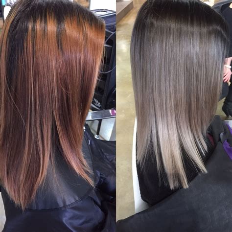 Ash Blonde Dark Roots Ash Ends Brown Hair Balayage Hair Color