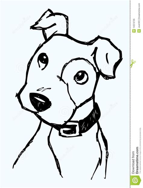 A Black And White Drawing Of A Dogs Face With An Ear Tag On Its Collar