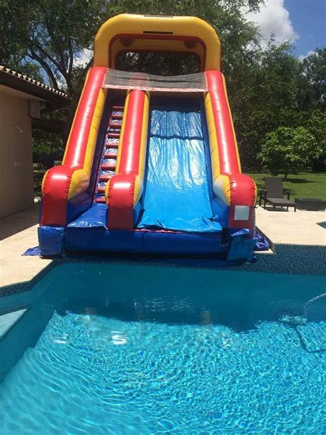 17 Feet High Slide Into The Pool Rental Miami Pool Floats Backyard Fun House Pool Party