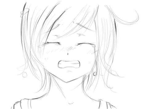 Crying Anime Girl Lineart