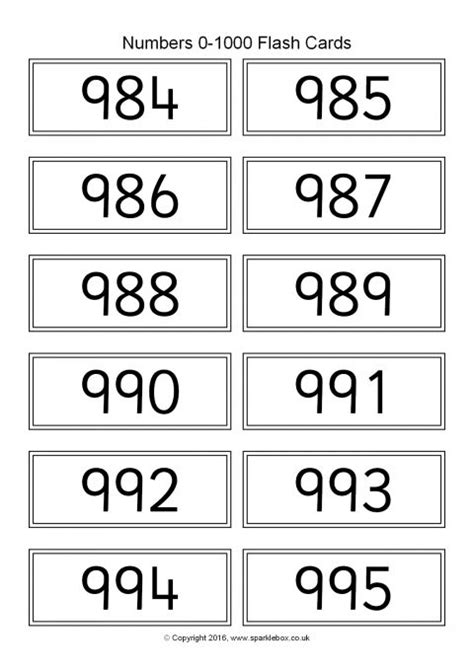 Printable Numbers 1 1000 Number Chart 1 1000 Worksheets Teaching