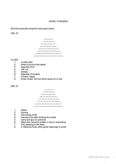 word pyramid worksheets worksheets