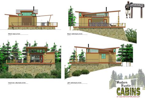 Elevations Of Cabin One Front Elevation Modern Rustic Modern