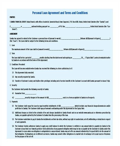Free 8 Personal Loan Agreement Forms In Pdf Ms Word