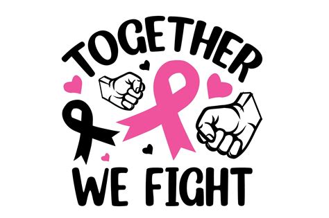 Together We Fight Breast Cancer Svg Illustration Par Creative T