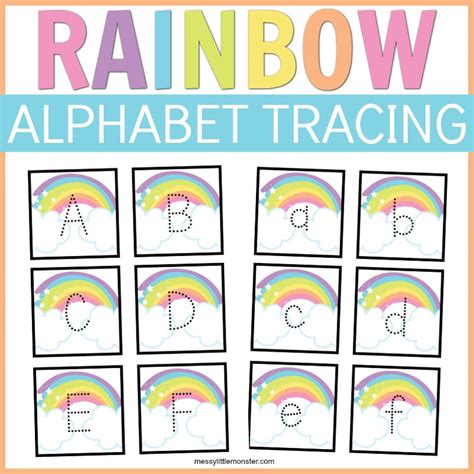 Rainbow Alphabet Tracing Cards Messy Little Monster Shop