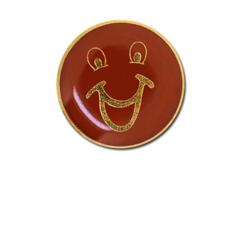 Happy Face Round Badge Gold Plated