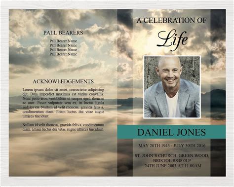 4 Page Funeral Program Template
