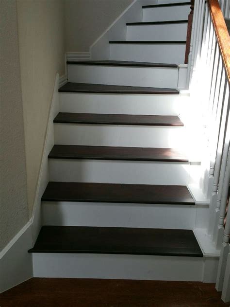 We can also manufacture any custom size riser you require. Dark Hickory on stairs with white risers | White stair risers, Laminate stairs, Stairs