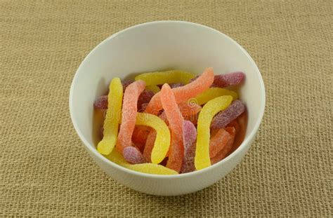 Gummy Worms Candy In Bowl Stock Image Image Of Sweet 131872627