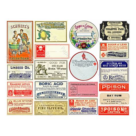 Medicine Bottle Labels Printed Sheet Pharmacy Art Paper Etsy