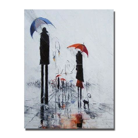 Abstract Man And Women Under The Umbrella Oil Painting For