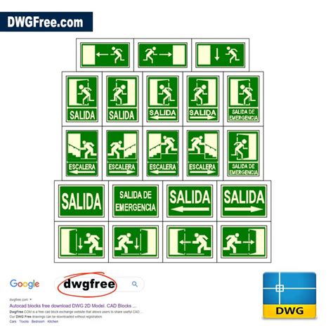 Signs Of Emergency Exits Dwg Drawing Free In Cad Blocks Files