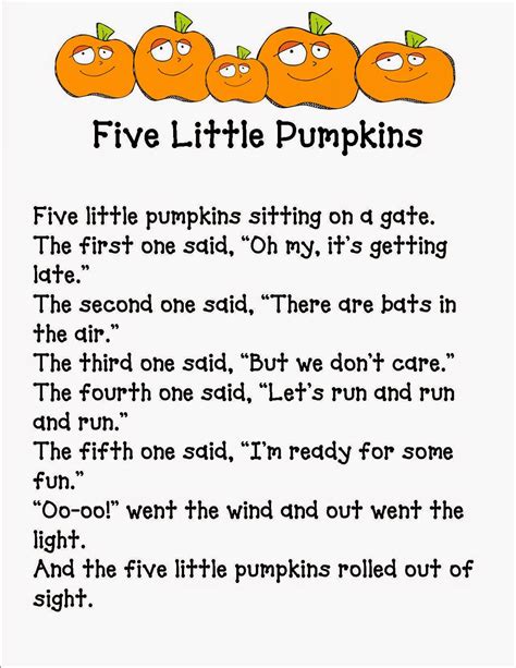 Printable Five Little Pumpkins