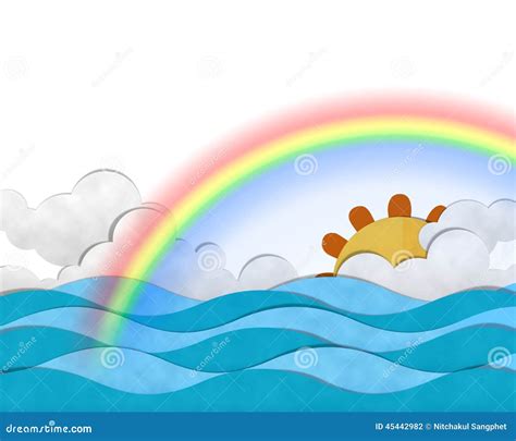 Rainbow At Sea Stock Illustration Illustration Of Design 45442982