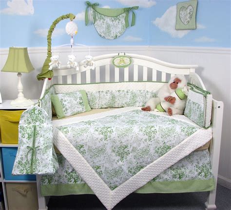 Soho French Sage Toile Baby Bedding Baby Bedding And Accessories