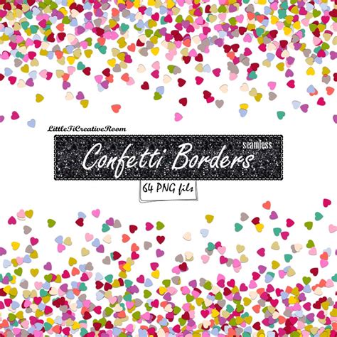 Heart Confetti Clipart Borders Confetti Digital Border Clip Etsy