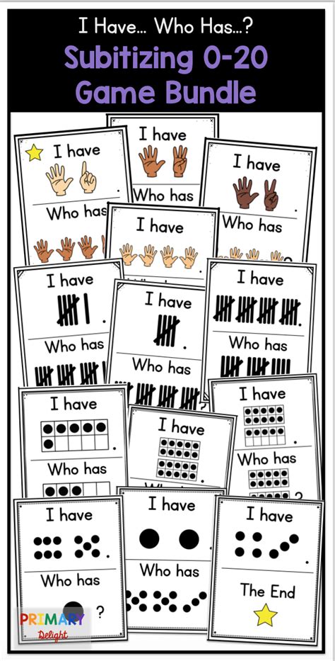 Subitizing Games With Numbers To 20 Using I Have Who Has Subitizing