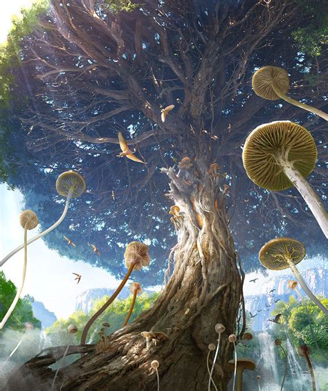 Under The Big Tree By Avant Choi Fantasy Tree Fantasy Concept Art