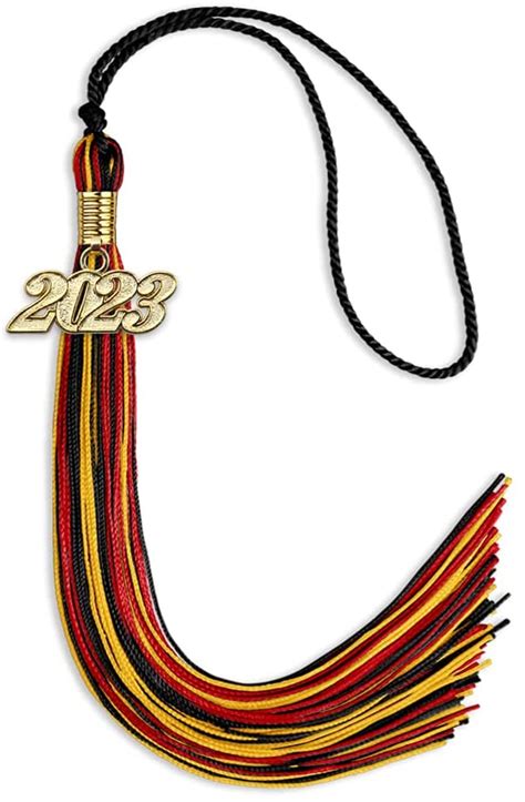 Endea Graduation Mixed Triple Color Tassel With Gold Date Drop Blackredgold 2023
