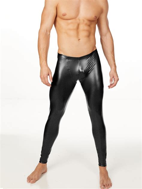 Mens Laser Cut Pleather Legging Male Leggings Body Aware