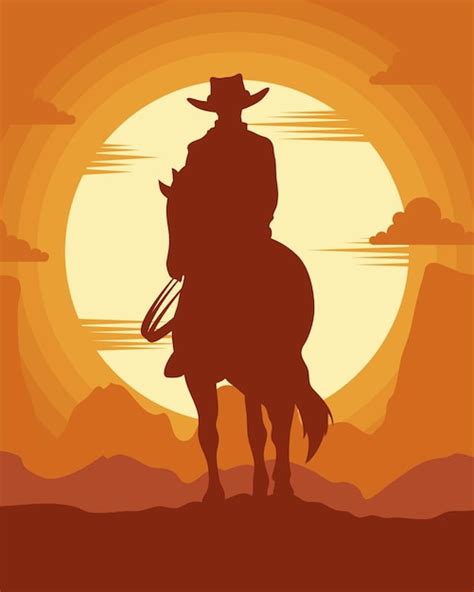 Free Vector Cowboy Wild West Scene