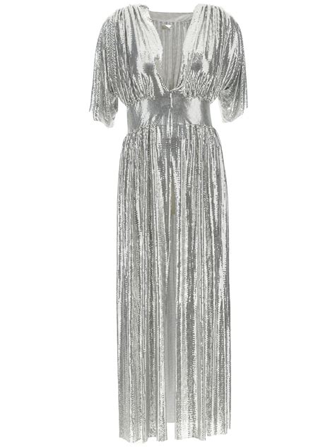 Sale Paco Rabanne Metal Mesh Long Dress Silver Modes