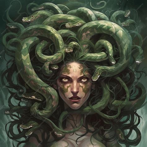 Premium Ai Image Medusa Gorgon Scary Mythical Creature Woman With