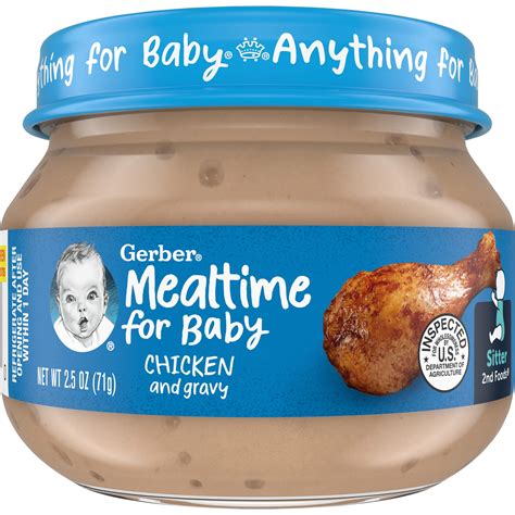Gerber Mealtime For Baby Stage 2 Baby Food Chicken And Gravy 25 Oz Jar
