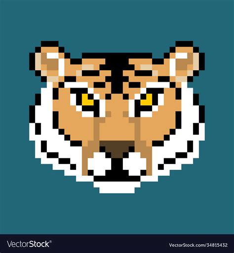 Cute Pixel Tiger Isolated Royalty Free Vector Image
