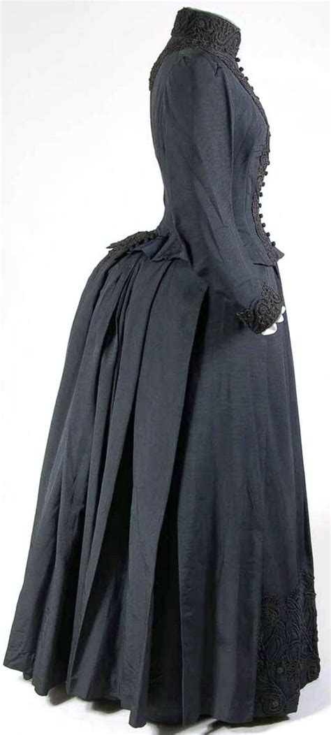 Day Dress French Ca 1880s Silk Cotton Passementerie Mode Museum