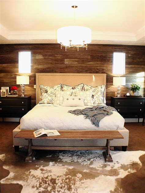 Rustic Bedroom With Wood Board Accent Wall Hgtv