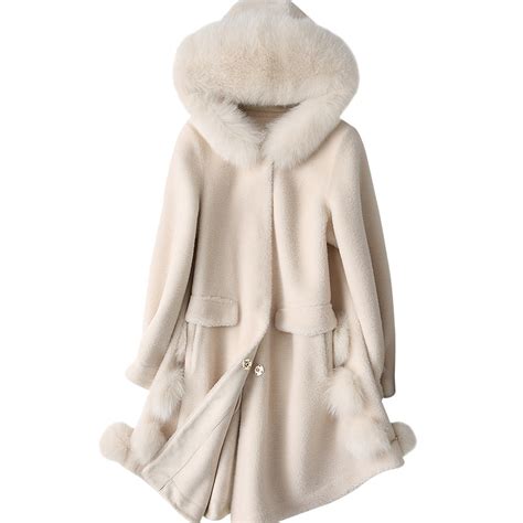 Sheep Shearling Fur Korean Womens Real Fur Coat Vintage Autumn Winter