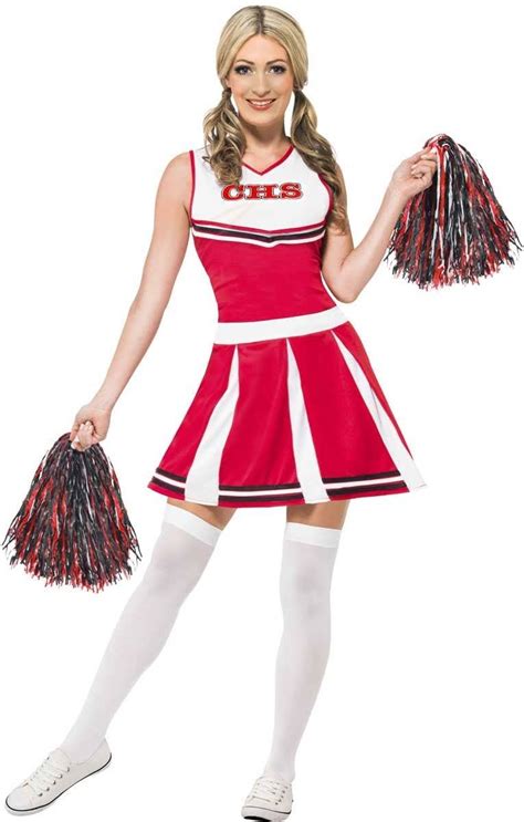 Classic Red Cheerleader Costume Red Cheerleader Womens Costume