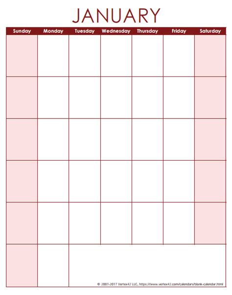 Printable Calendar Empty Blank Calendar Template Free Printable Blank