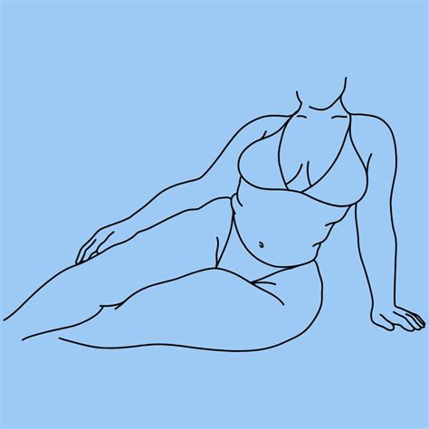 A Line Drawing Of A Naked Woman Laying On Her Stomach And Looking At