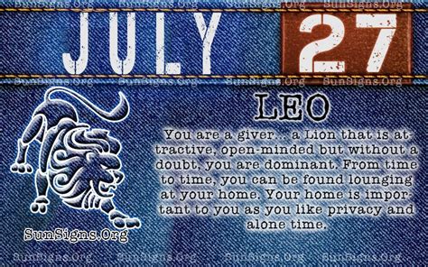 The symbol for leo is the lion. July 27 Birthday Horoscope Personality | Sun Signs ...
