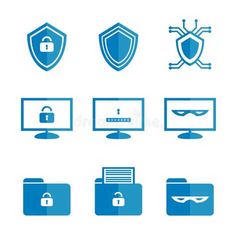 Set Of Icons For Cybersecurity Stock Vector Illustration Of Lock