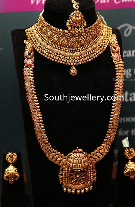 Antique Gold Necklace Haram And Earrings Indian
