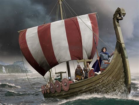 Free Download Hd Wallpaper Sea Ship Spear The Vikings Drakkar